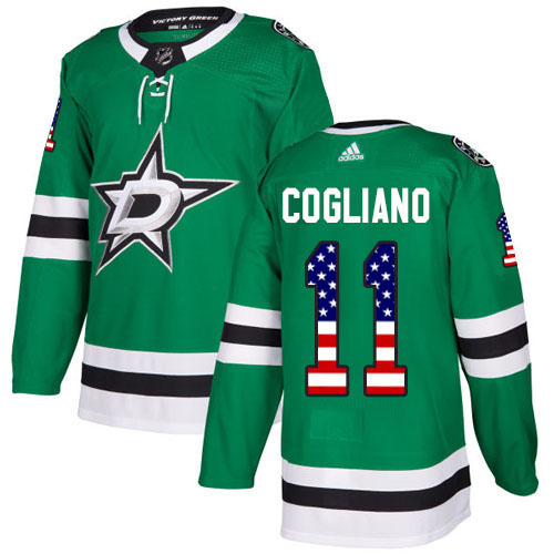 Adidas Dallas Stars 11 Andrew Cogliano Green Home Authentic USA Flag Youth Stitched NHL Jersey
